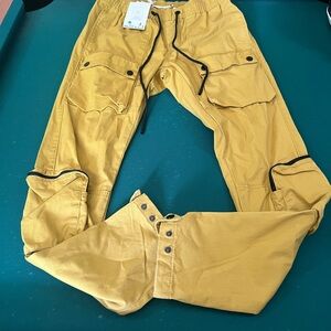 Men's Mustard Cargo Jogger Pants - Utility Style